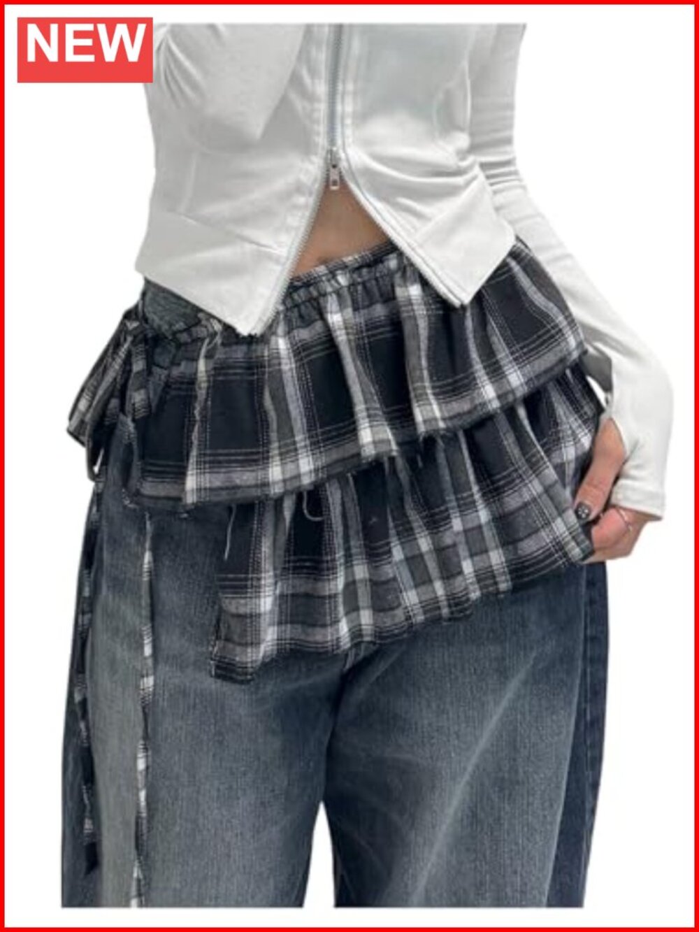 Plaid Layered Ruffle Side Tie Y2K Low Rise Wrap Mini Skirt